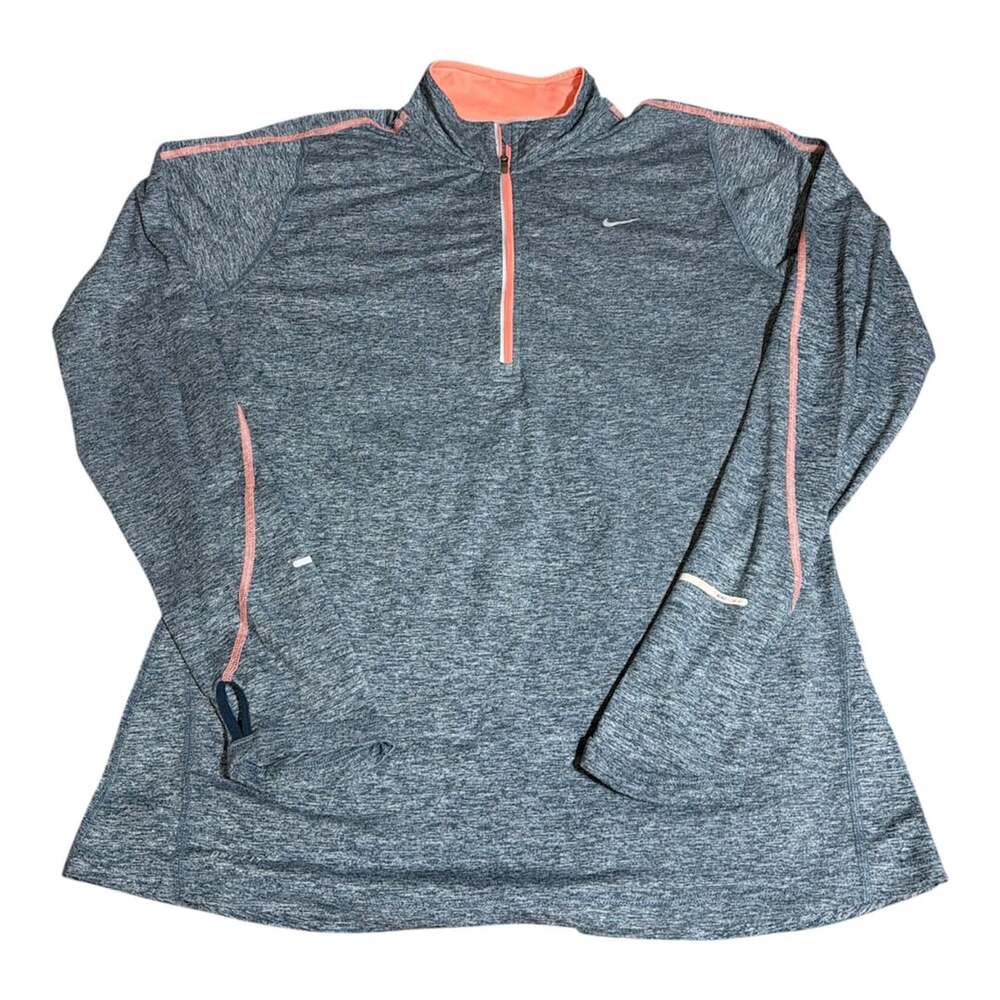Nike Element Running Top Womens L Grey Dri Fit Reflective Thumb Holes